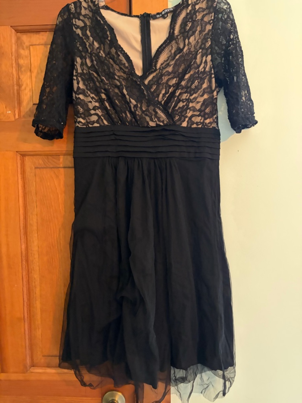 AYR Black Lace-Detail Midi Dress